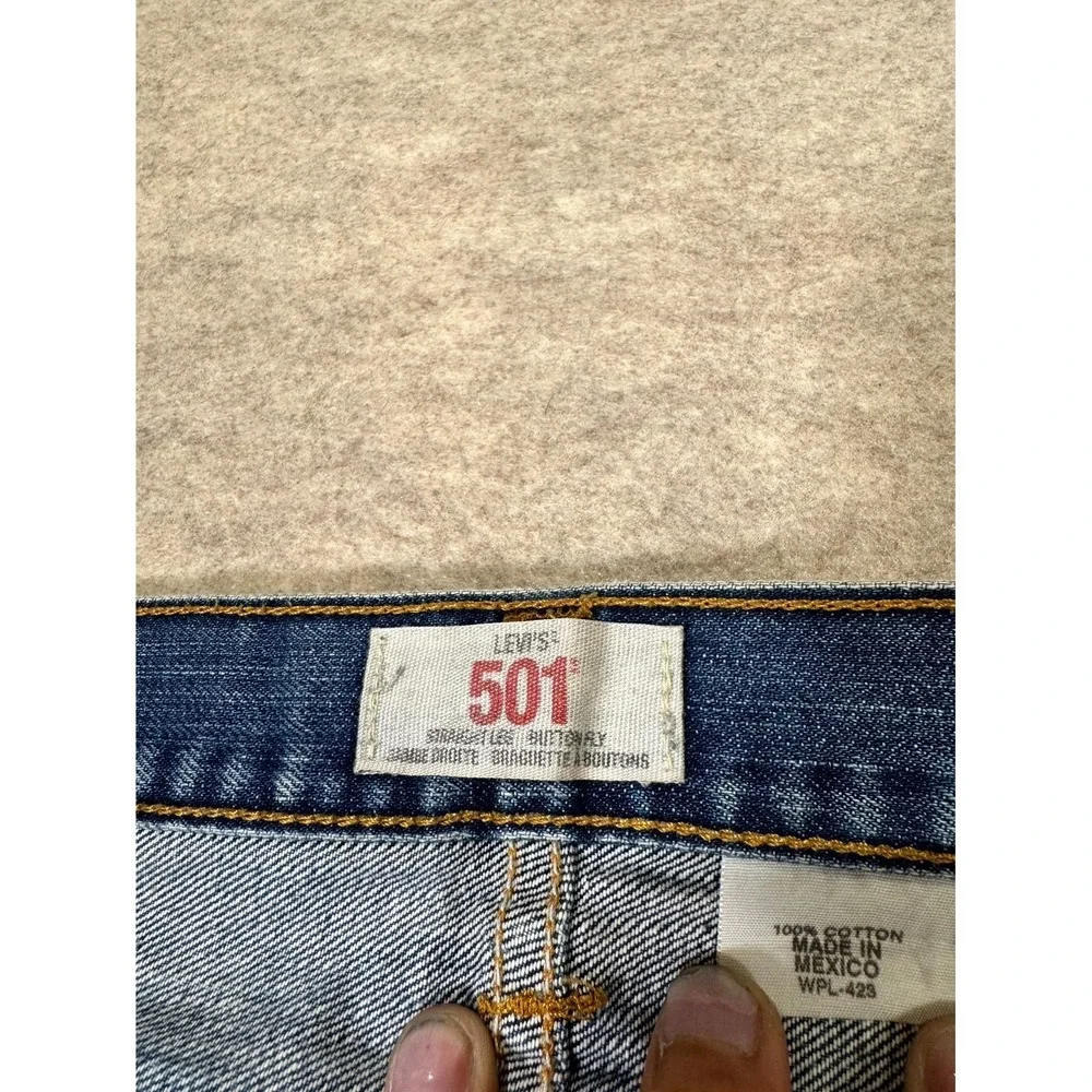 Vintage Levis 501 Authentic Straight Leg Jeans Mens 38x34 Blue Cotton Button Fly